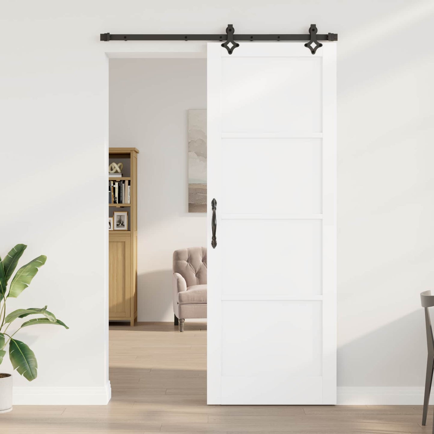 Csúszó ajtó ORKDAL 83 x 232 cm Tömör Fenyőfa Fehér