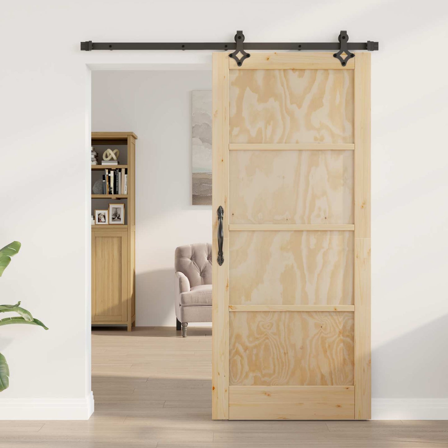 Csúszó ajtó ORKDAL 86 x 198,5 cm Tömör Fenyőfa Természetes