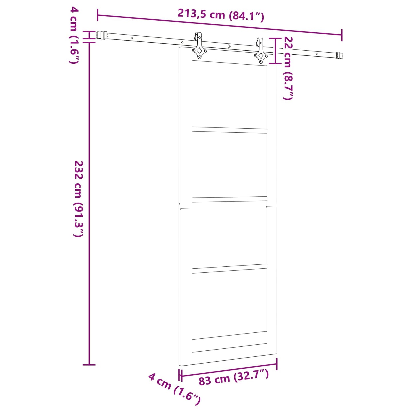 Csúszó ajtó ORKDAL Természetes 83 x 232 cm Tömör Fenyőfa