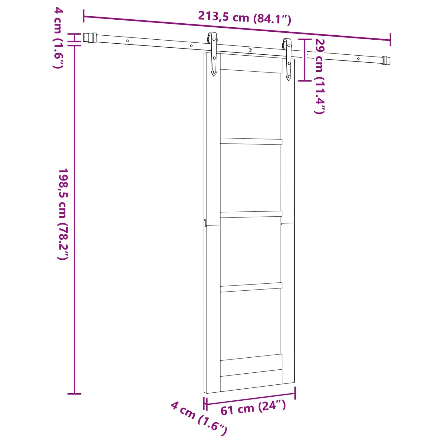 Csúszó ajtó ORKDAL Természetes 61 x 198,5 cm Tömör Fenyőfa