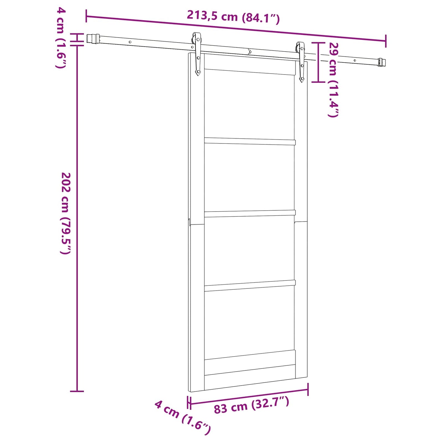Csúszó ajtó ORKDAL Fehér 83 x 202 cm Tömör Fenyőfa