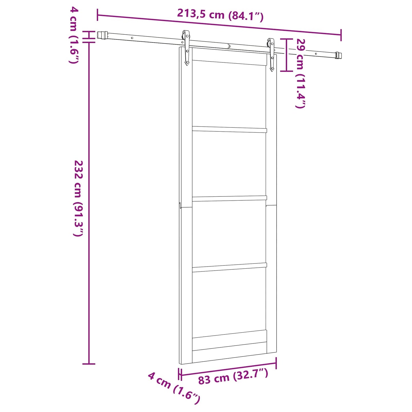 Csúszó ajtó ORKDAL Természetes 83 x 232 cm Tömör Fenyőfa