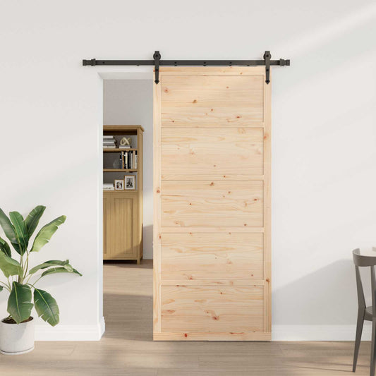 Csúszó ajtó Természetes 80 x 208 cm Tömör Fenyőfa