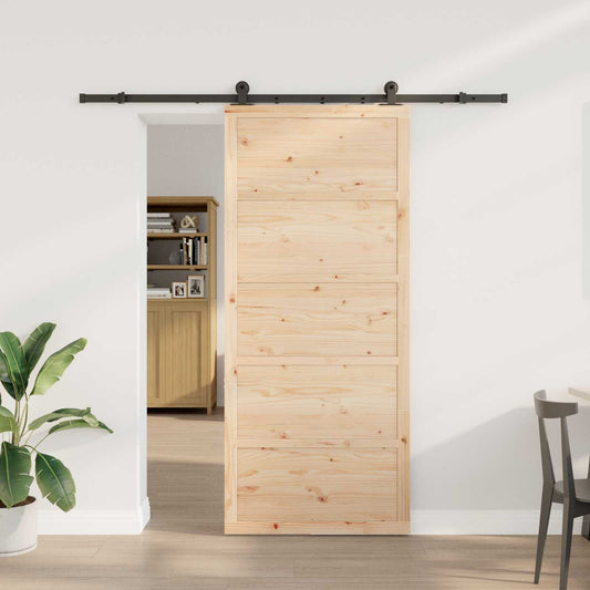 Csúszó ajtó Természetes 90 x 208 cm Tömör Fenyőfa