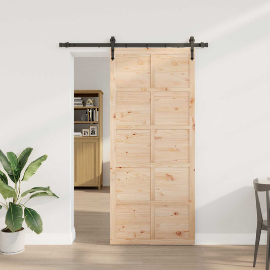 Csúszó ajtó Természetes 80 x 208 cm Tömör Fenyőfa
