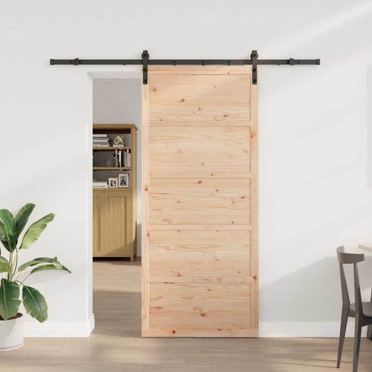 Csúszó ajtó Természetes 90 x 208 cm Tömör Fenyőfa