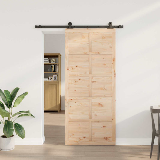 Csúszó ajtó Természetes 80 x 208 cm Tömör Fenyőfa