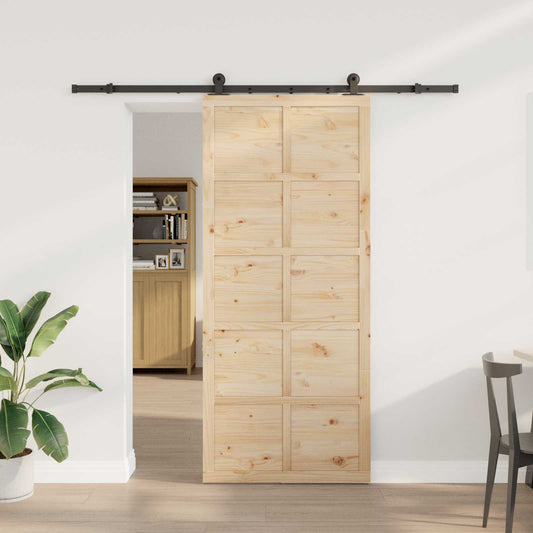 Csúszó ajtó Természetes 80 x 208 cm Tömör Fenyőfa