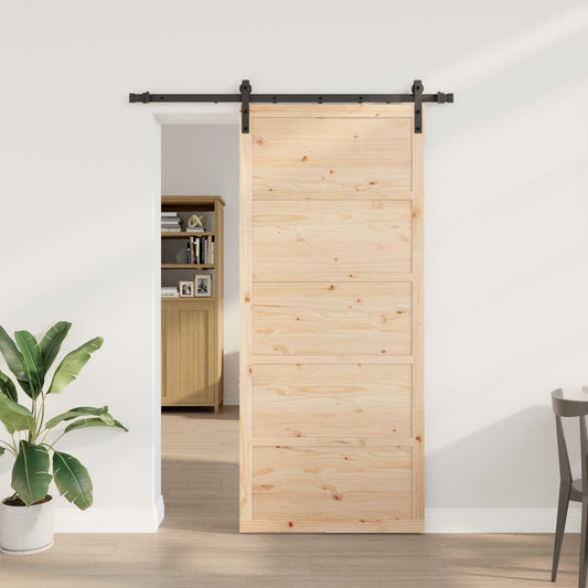 Csúszó ajtó Természetes 80 x 208 cm Tömör Fenyőfa