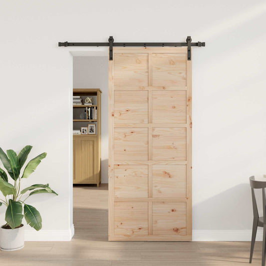 Csúszó ajtó Természetes 80 x 208 cm Tömör Fenyőfa