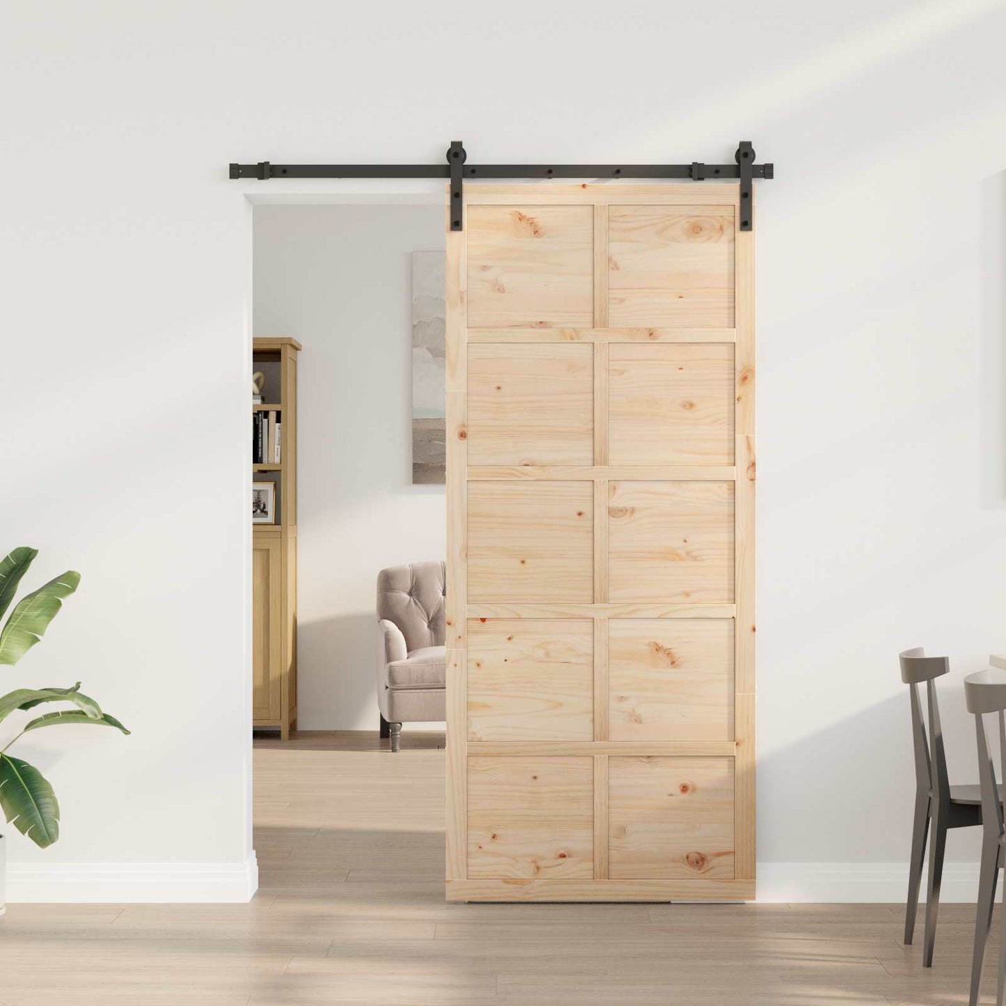 Csúszó ajtó Természetes 80 x 208 cm Tömör Fenyőfa
