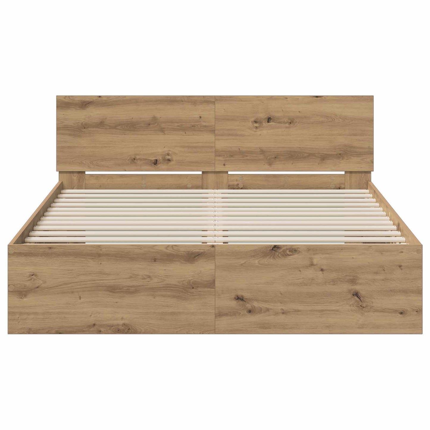 Ágykeret támlával Kézműves Tölgy 120 x 200 cm Szerelt fa
