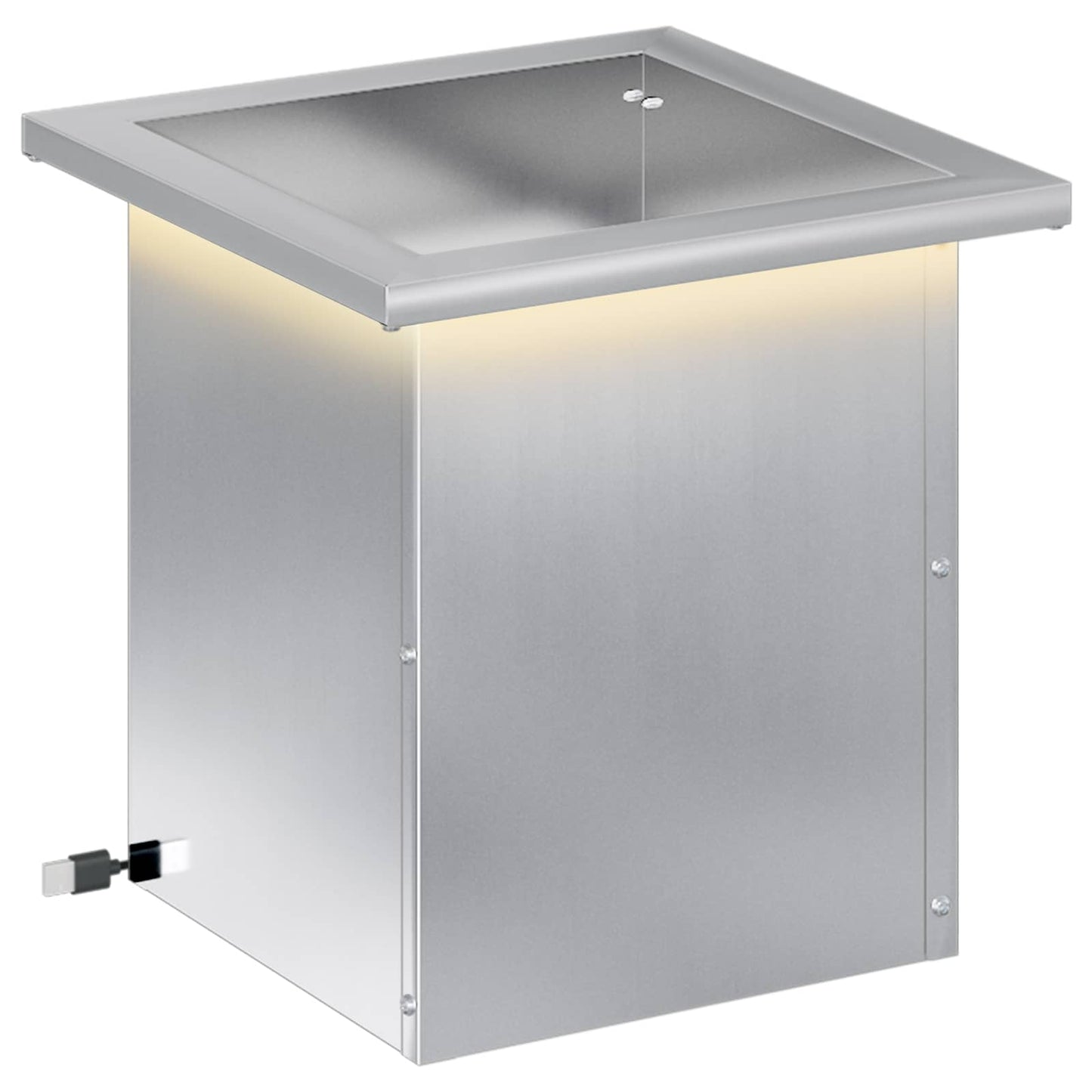 Led-es kerti virágláda Ezüst 30 x 30 x 30 cm Horganyzott Acél