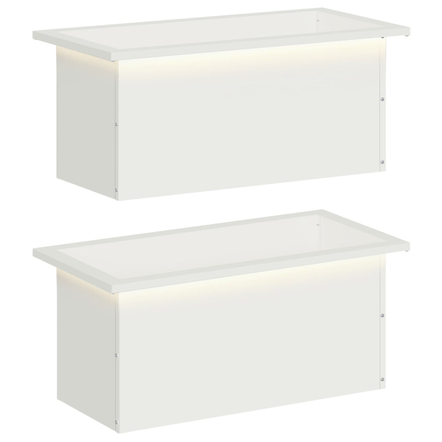 Led-es kerti virágláda 2 db Fehér 30 x 60 x 30 cm Acél