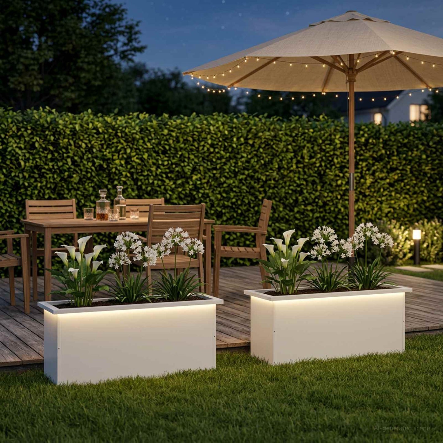 Led-es kerti virágláda 2 db Fehér 30 x 80 x 30 cm Acél