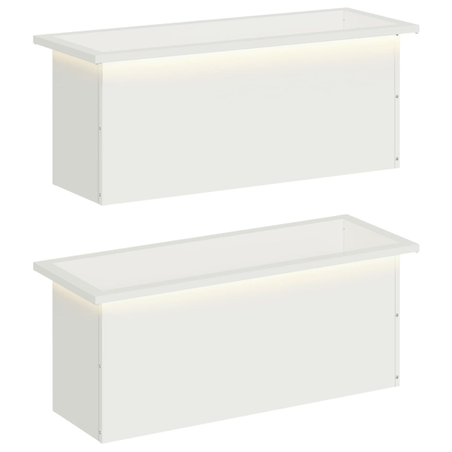 Led-es kerti virágláda 2 db Fehér 30 x 80 x 30 cm Acél