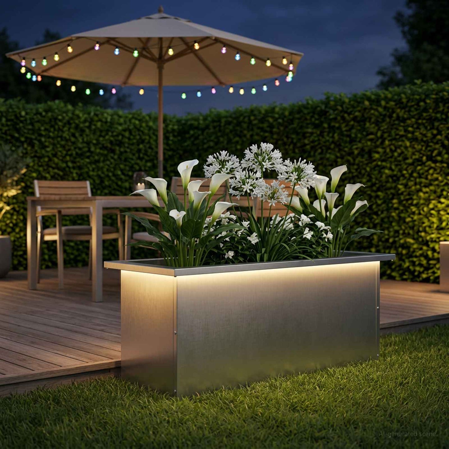 Led-es kerti virágláda Ezüst 30 x 80 x 30 cm Rozsdamentes Acél