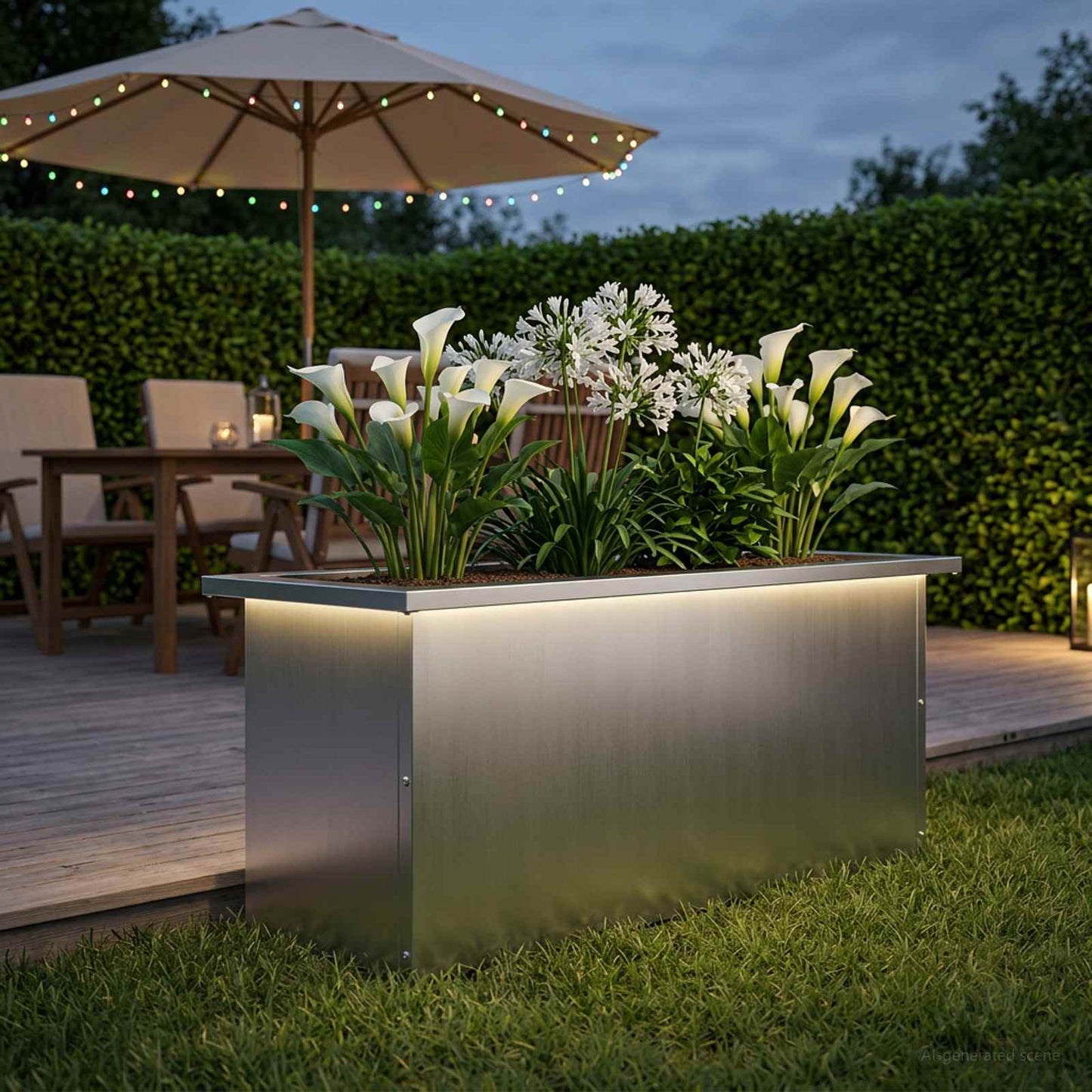 Led-es kerti virágláda Ezüst 30 x 80 x 30 cm Horganyzott Acél