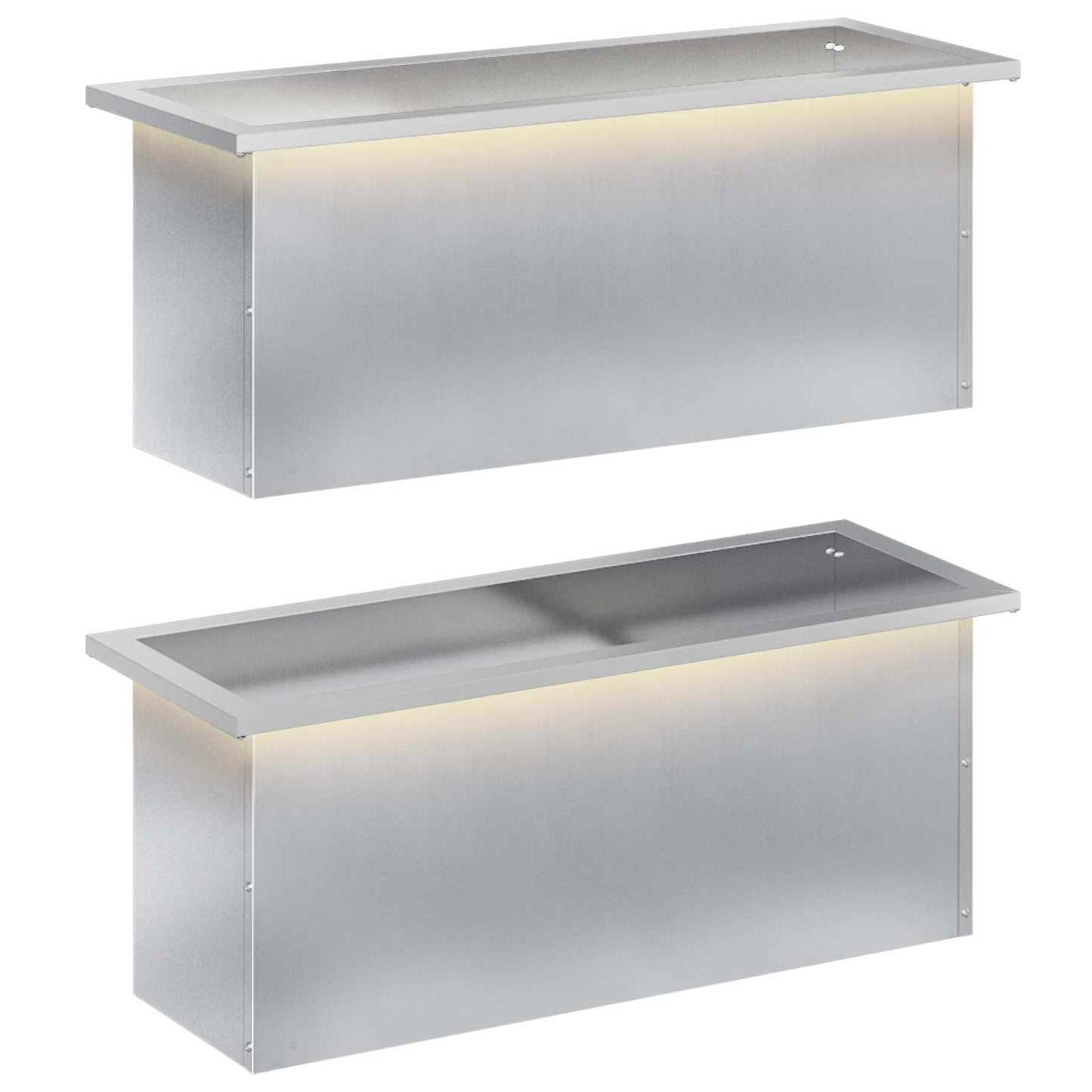 Led-es kerti virágláda 2 db Ezüst 30 x 80 x 30 cm