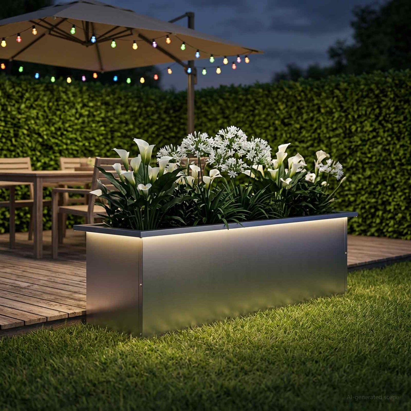 Led-es kerti virágláda Ezüst 30 x 100 x 30 cm Horganyzott Acél