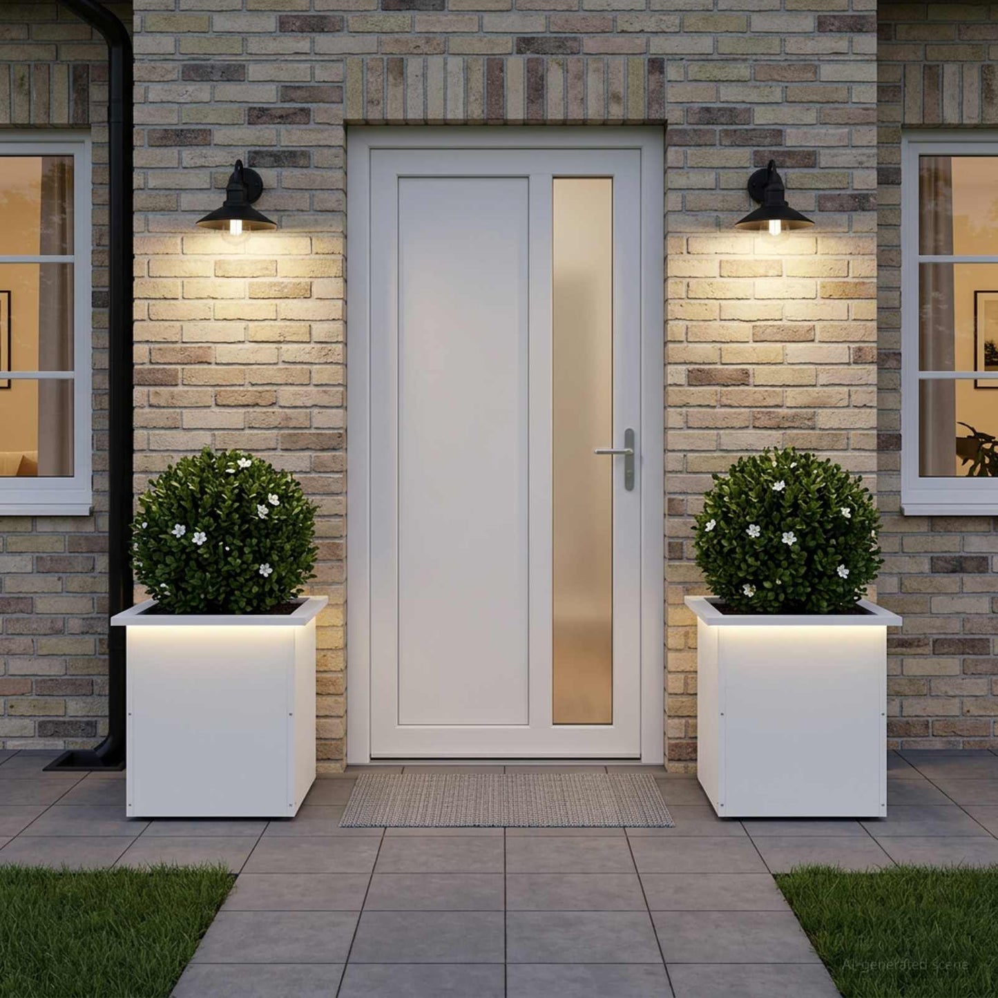 Led-es kerti virágláda 2 db Fehér 40 x 40 x 40 cm Acél