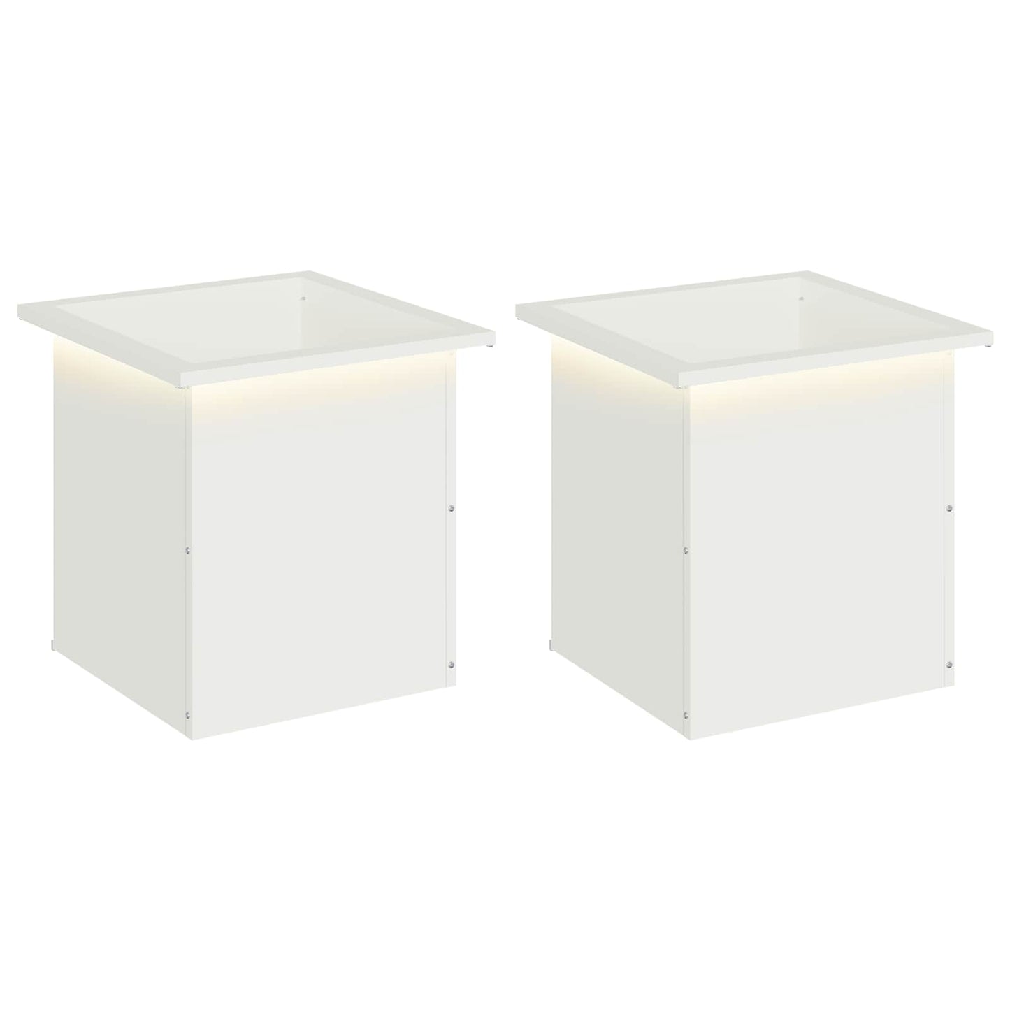 Led-es kerti virágláda 2 db Fehér 40 x 40 x 40 cm Acél