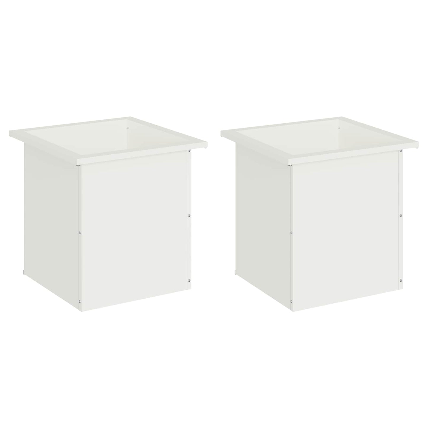 Led-es kerti virágláda 2 db Fehér 40 x 40 x 40 cm Acél