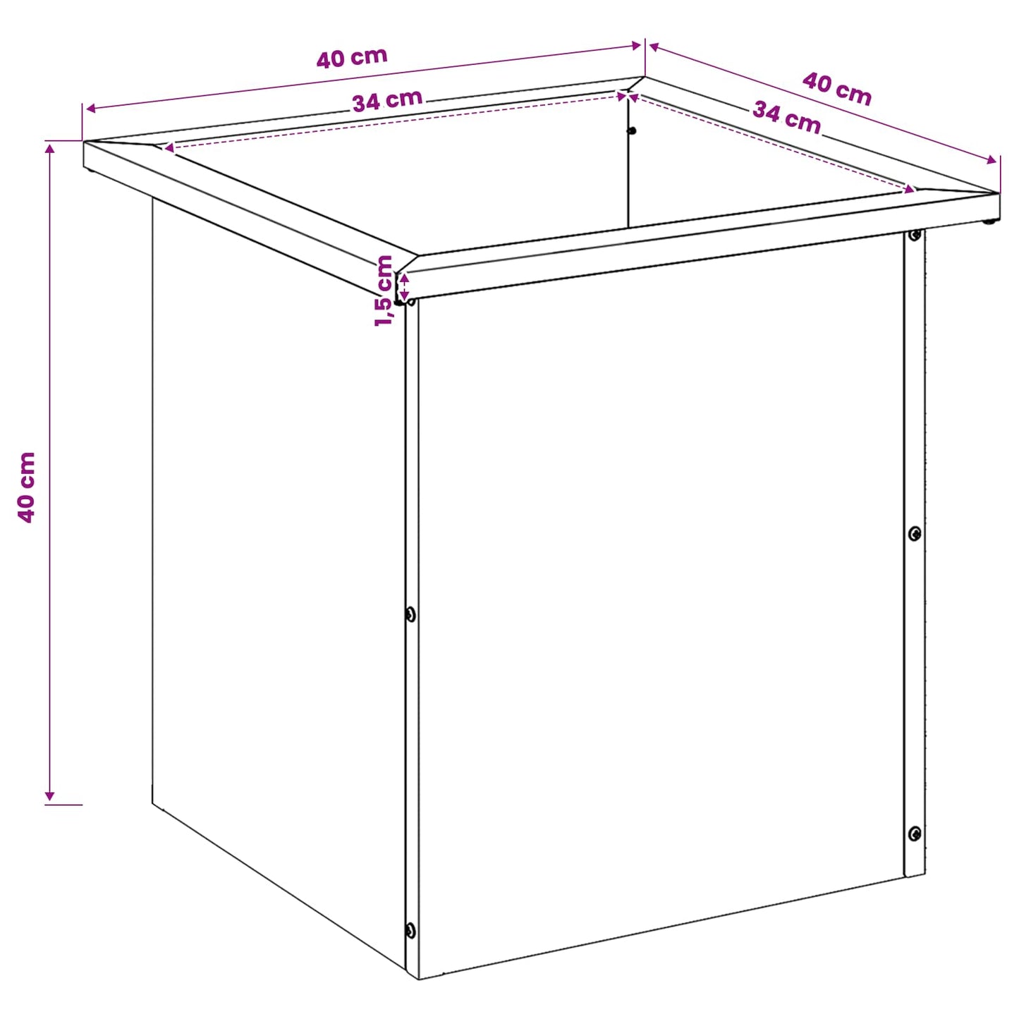 Led-es kerti virágláda 2 db Olajzöld 40 x 40 x 40 cm Acél