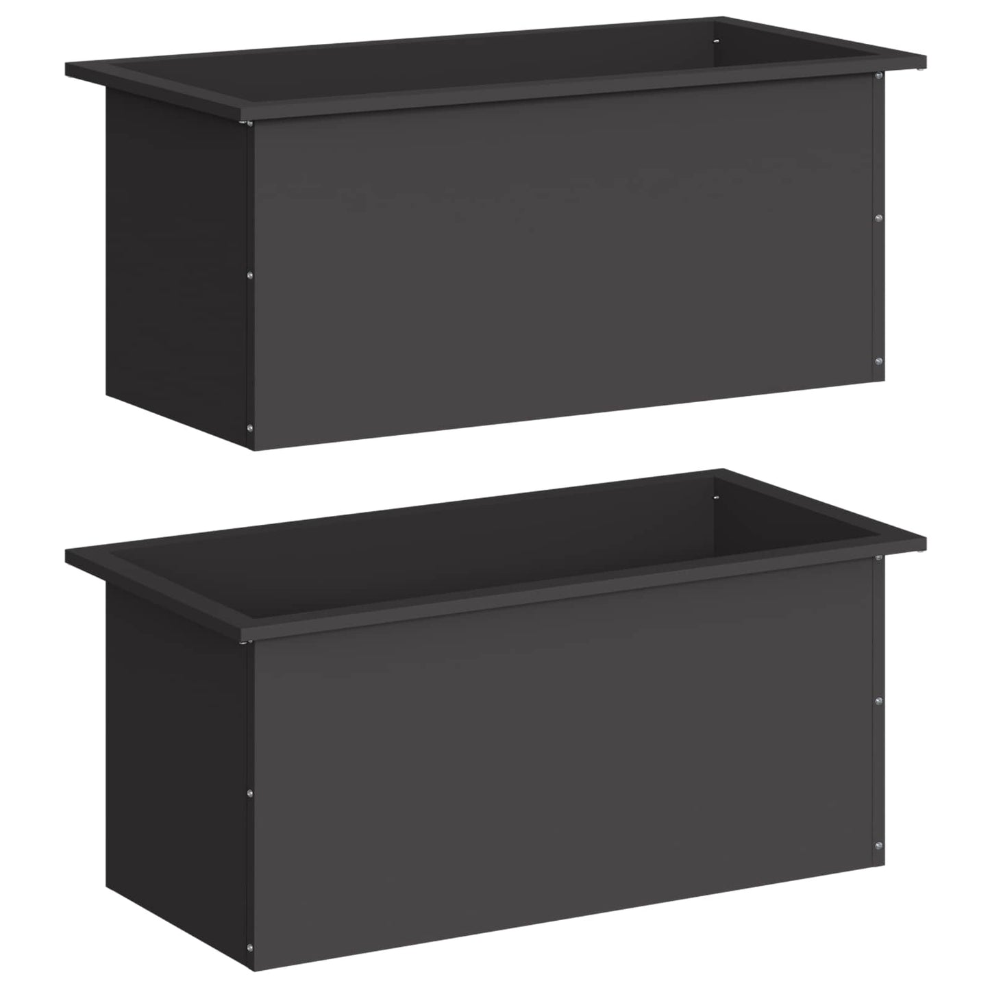 Led-es kerti virágláda 2 db Fekete 40 x 80 x 40 cm Acél