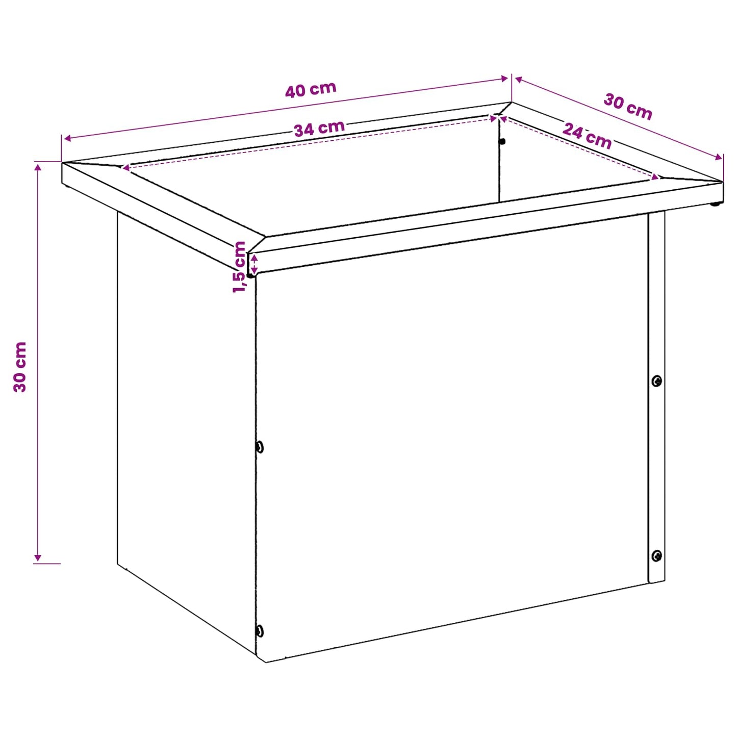 Led-es kerti virágláda 2 db Fekete 40 x 80 x 40 cm Acél