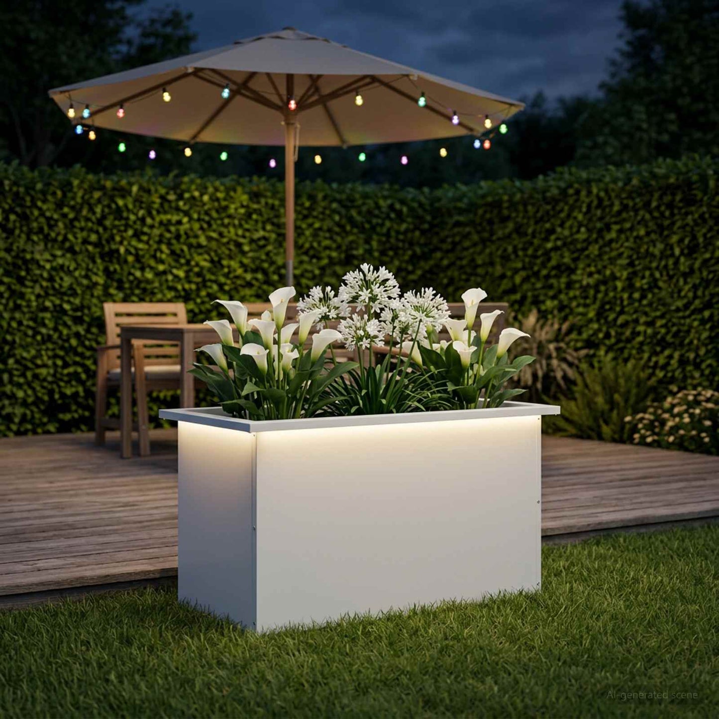 Led-es kerti virágláda Fehér 40 x 80 x 40 cm Acél
