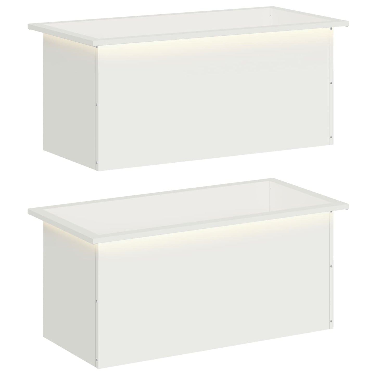 Led-es kerti virágláda 2 db Fehér 40 x 80 x 40 cm Acél