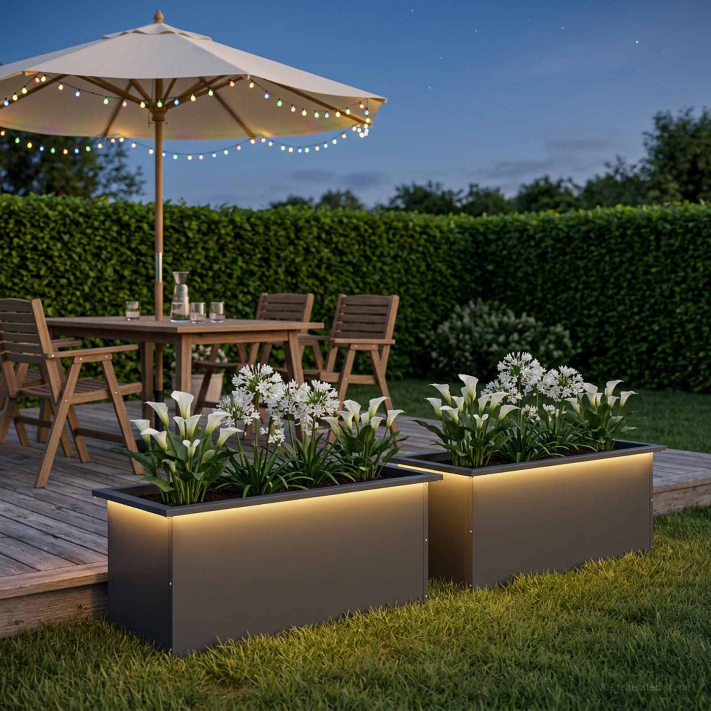 Led-es kerti virágláda 2 db Antracit 40 x 80 x 40 cm Acél
