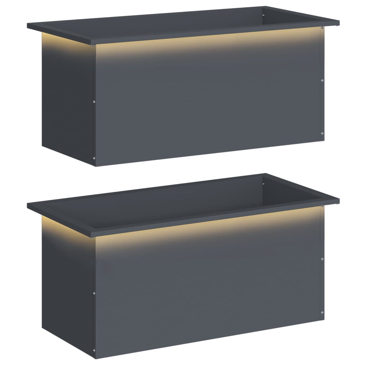 Led-es kerti virágláda 2 db Antracit 40 x 80 x 40 cm Acél