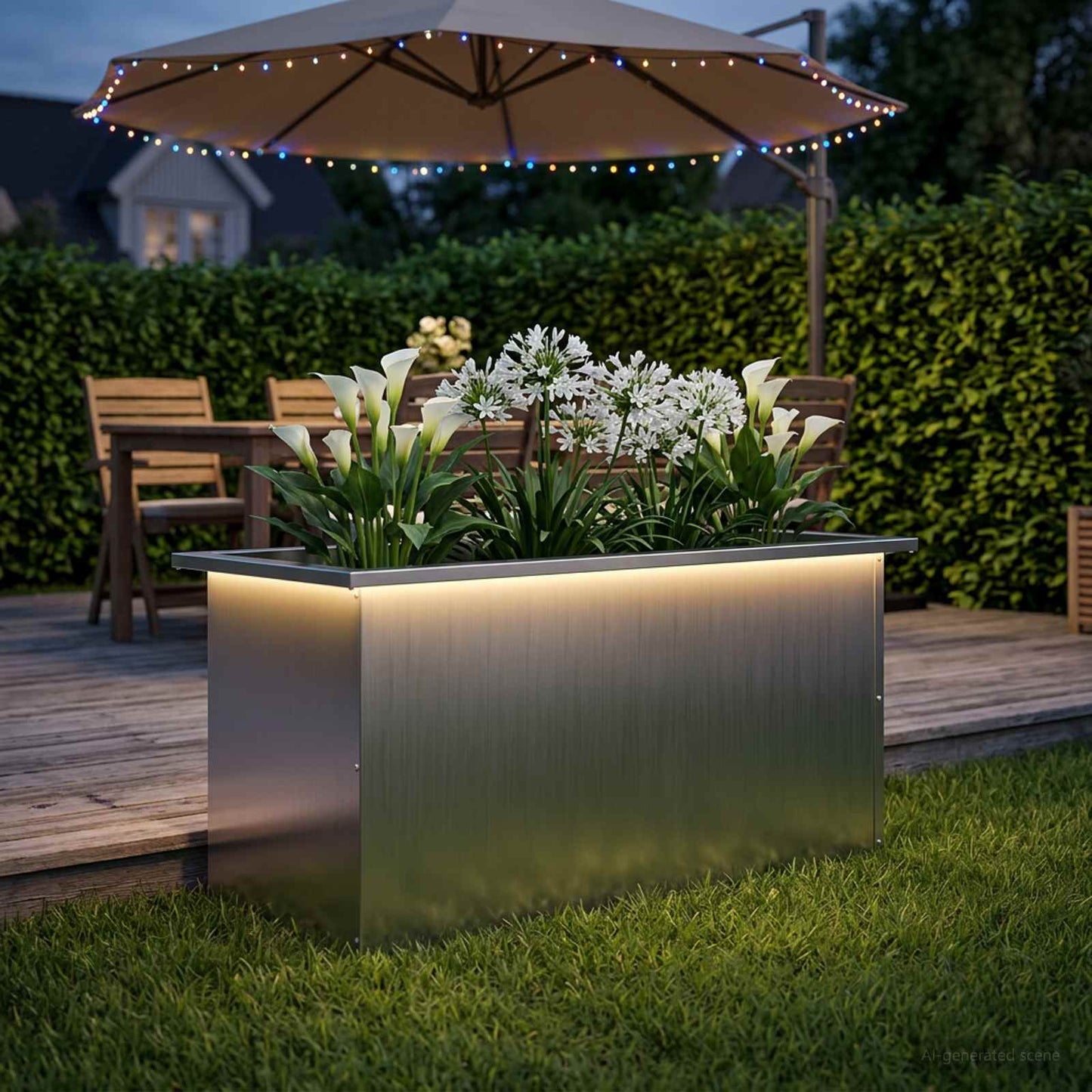 Led-es kerti virágláda Ezüst 40 x 80 x 40 cm Horganyzott Acél