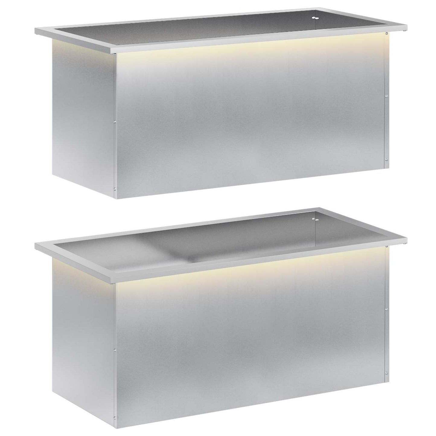 Led-es kerti virágláda 2 db Ezüst 40 x 80 x 40 cm