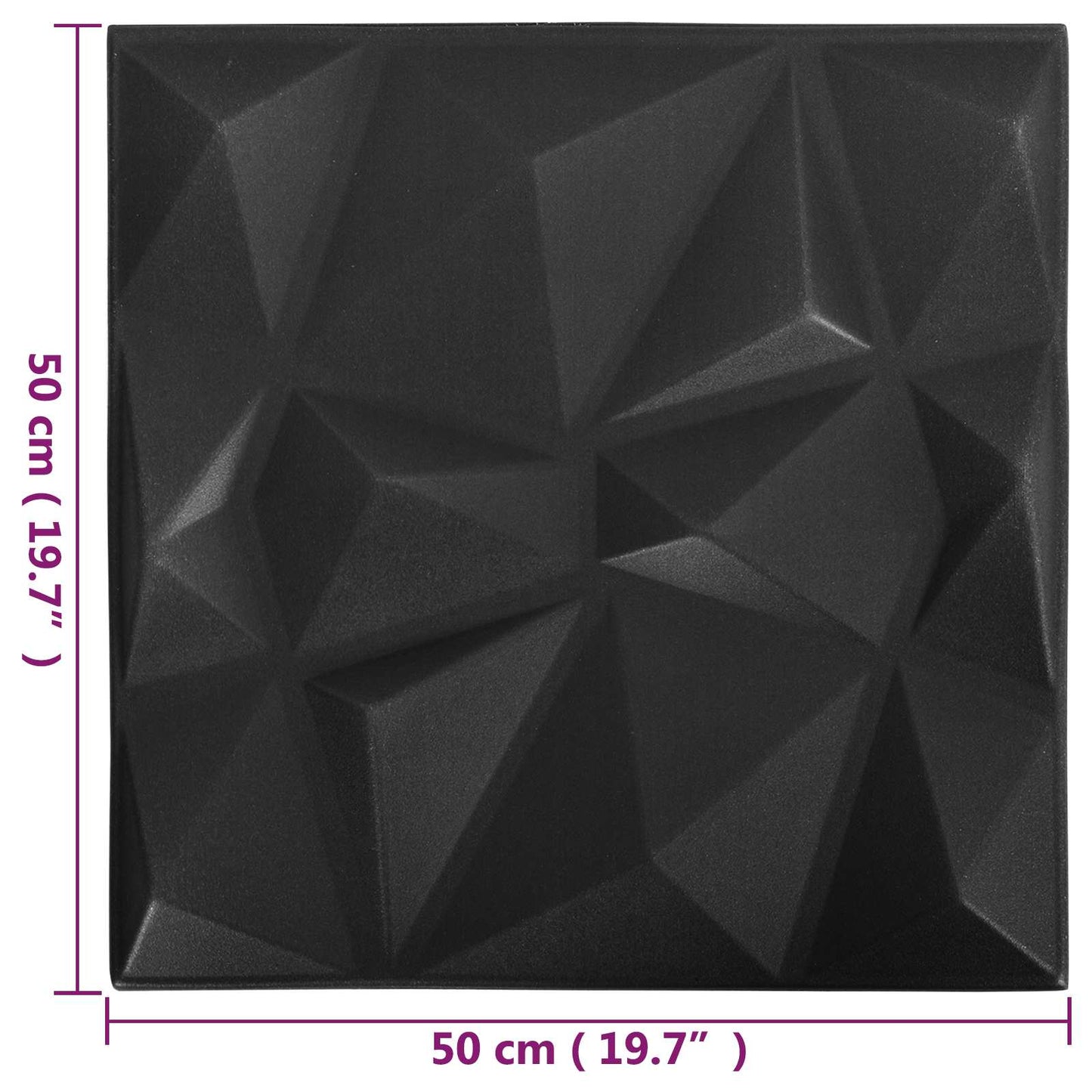 Fali panelek 48 pcs Gyémánt Fekete 50 x 50 cm XPS Hab