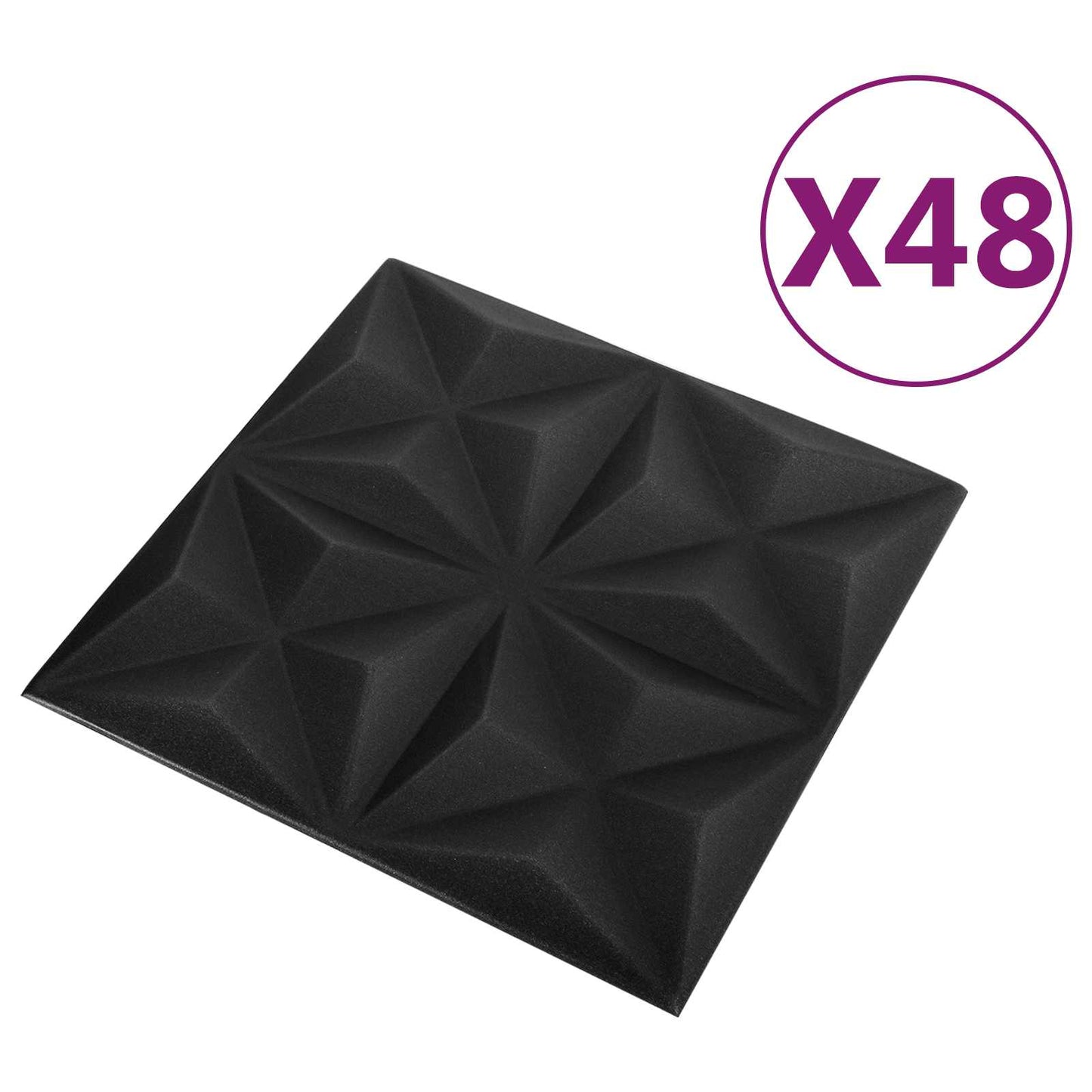 Fali panelek 48 pcs Origami Fekete 50 x 50 cm XPS Hab