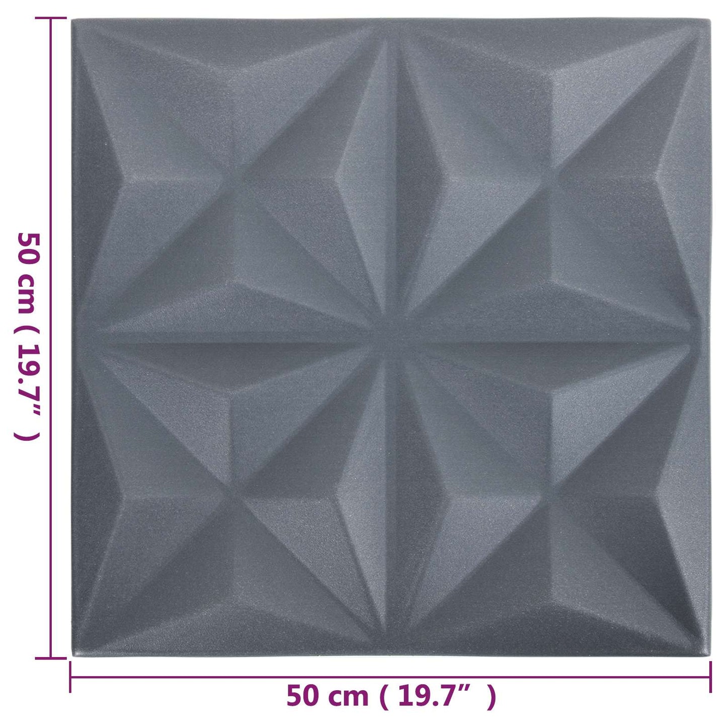 Fali panelek 48 pcs Origami Szürke 50 x 50 cm XPS Hab