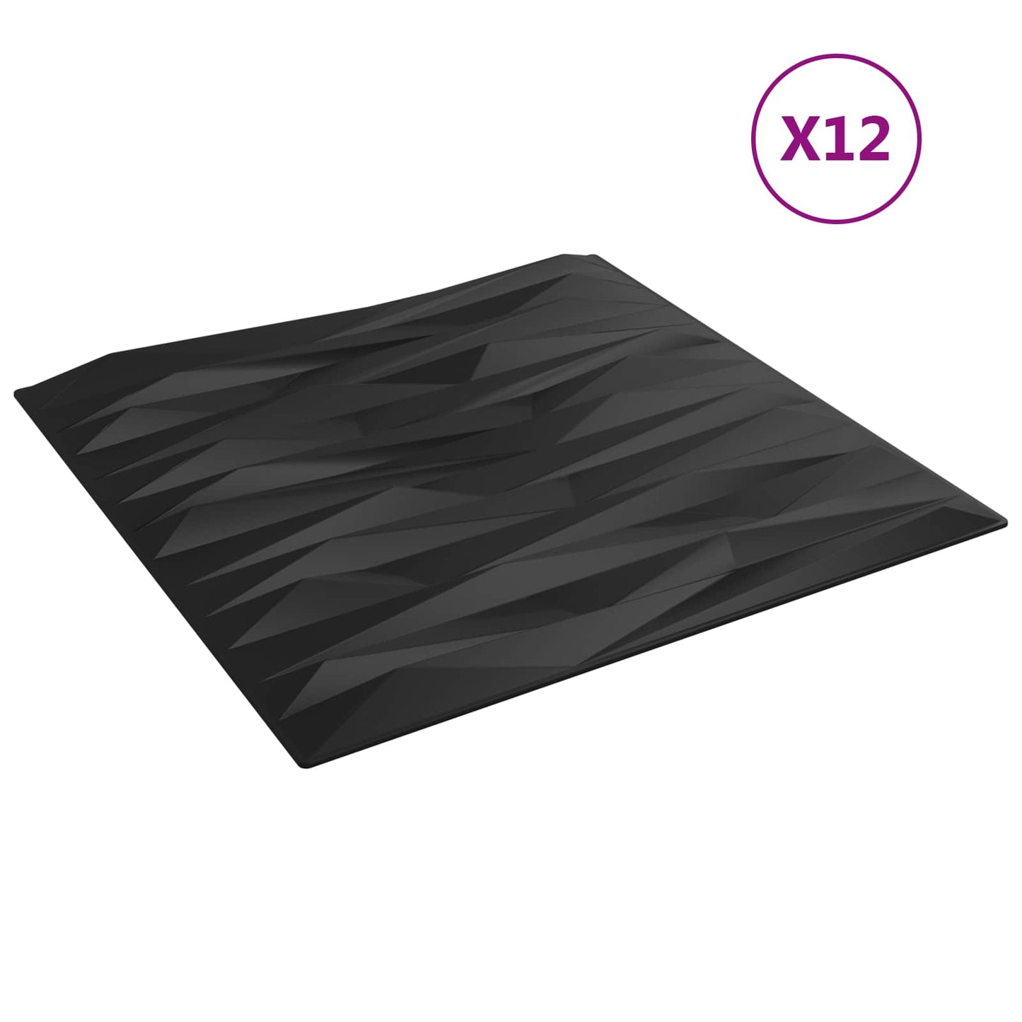 Fali panelek 12 db 50 x 50 cm Fekete Kő XPS Hab