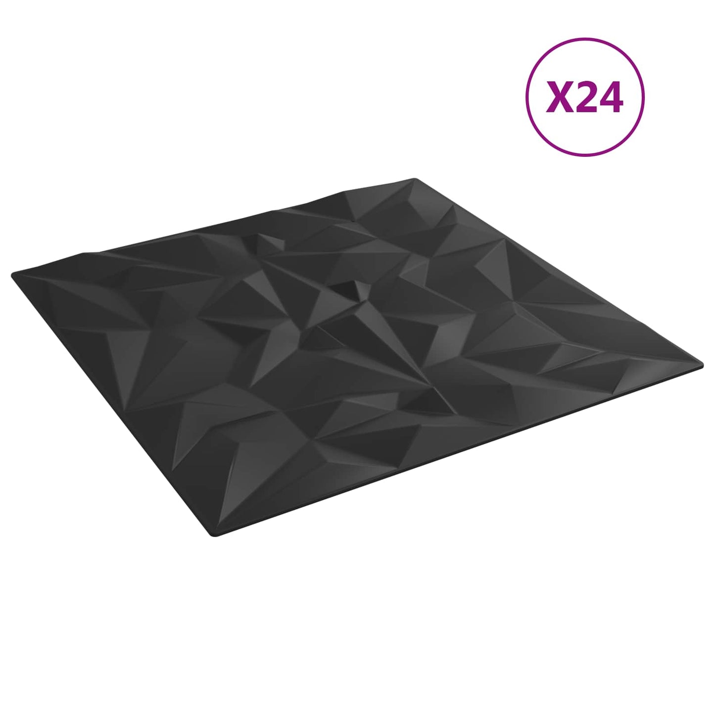 Fali panelek 24 db 50 x 50 cm Fekete XPS Hab