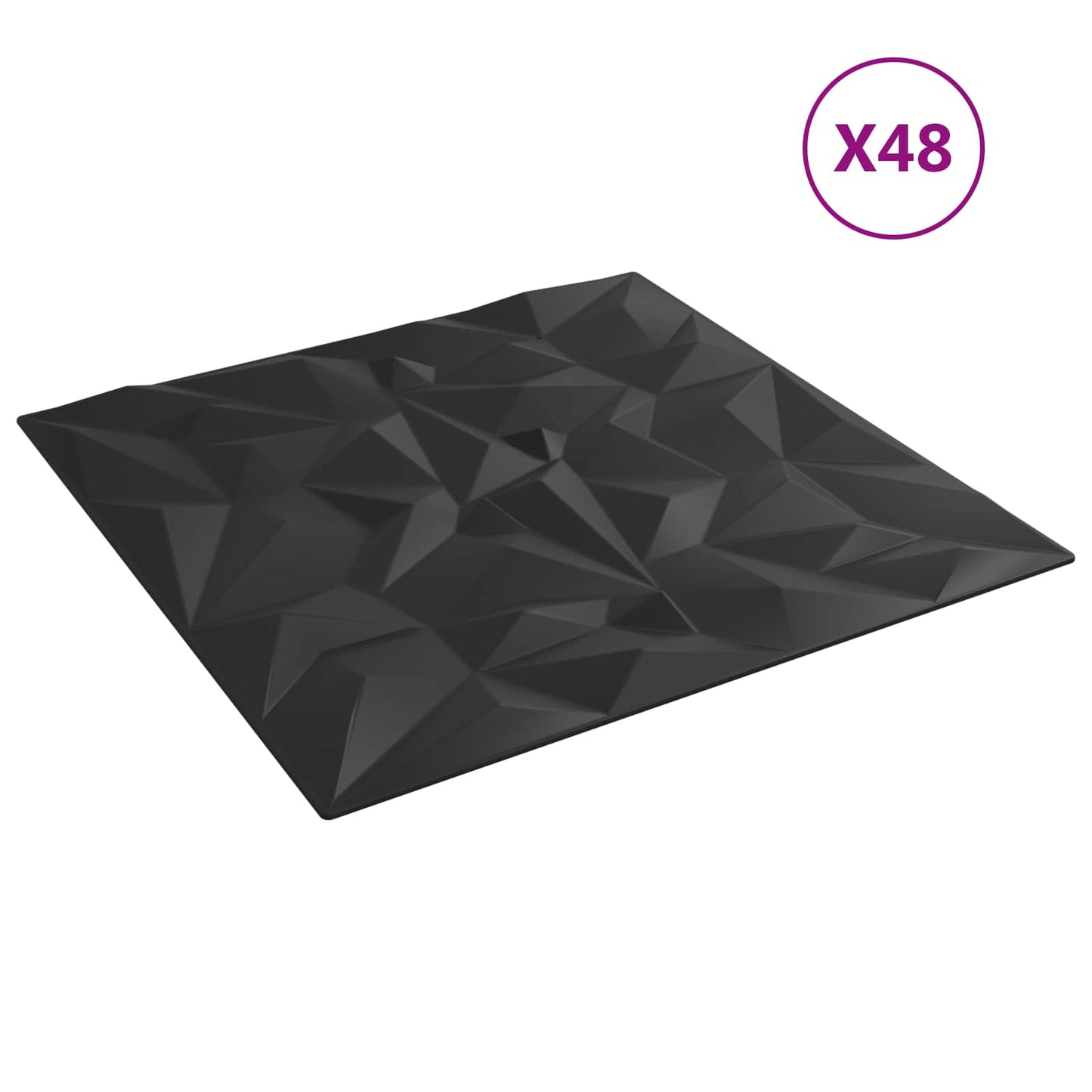 Fali panelek 48 db 50 x 50 cm Fekete XPS Hab