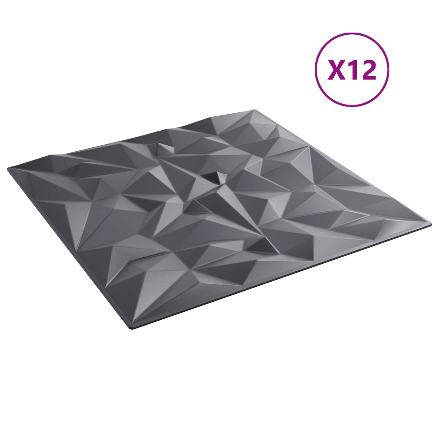 Fali panelek 12 db 50 x 50 cm Ametiszt Szürke XPS Hab