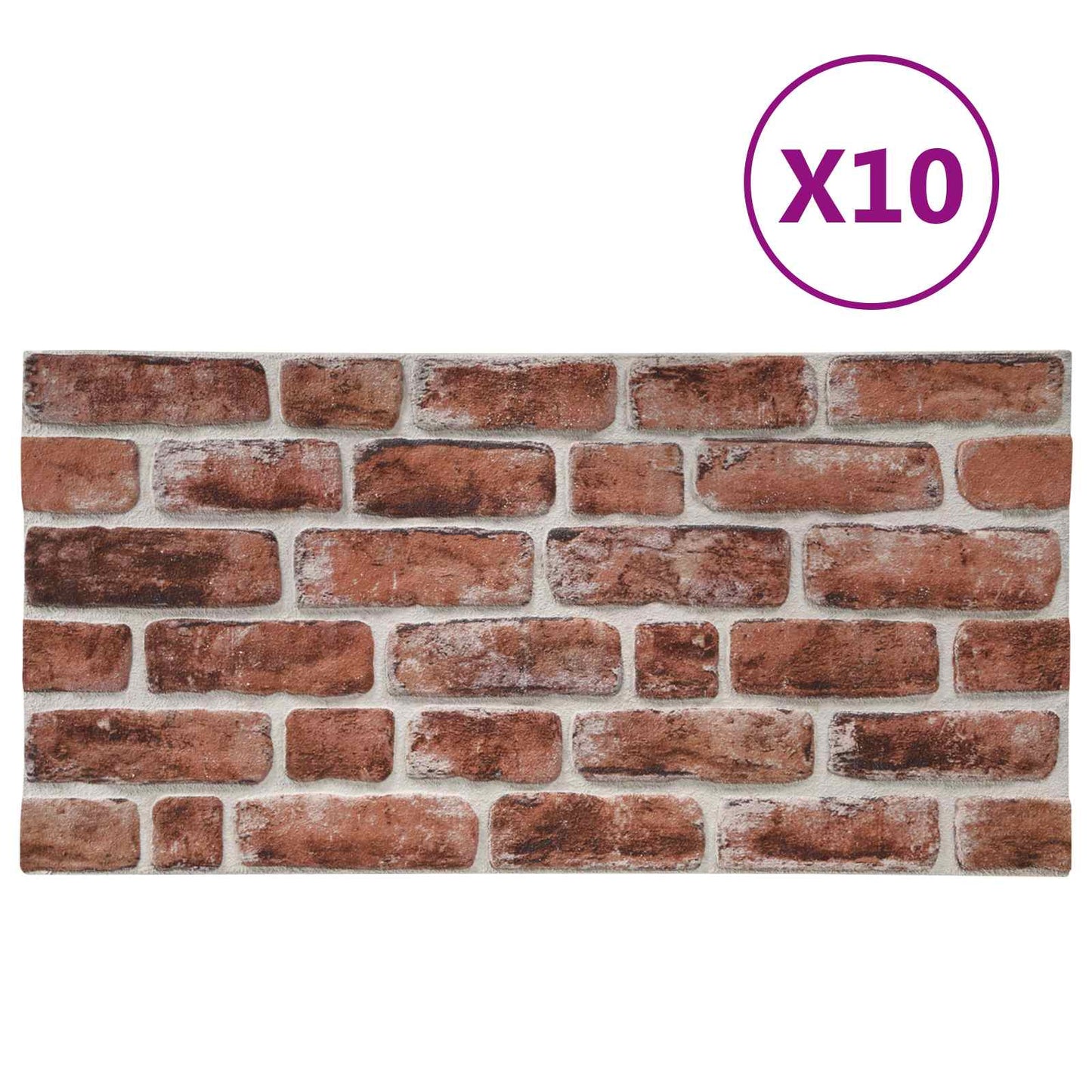 Fali panelek 10 db 100 x 50 cm Sötétbarna és fehér EPS Hab