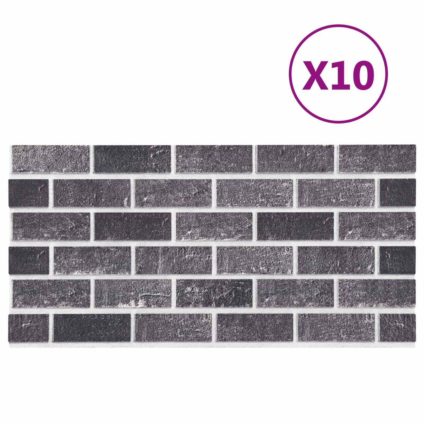 Fali panelek 10 db 100 x 50 cm Fekete és Szürke EPS Hab