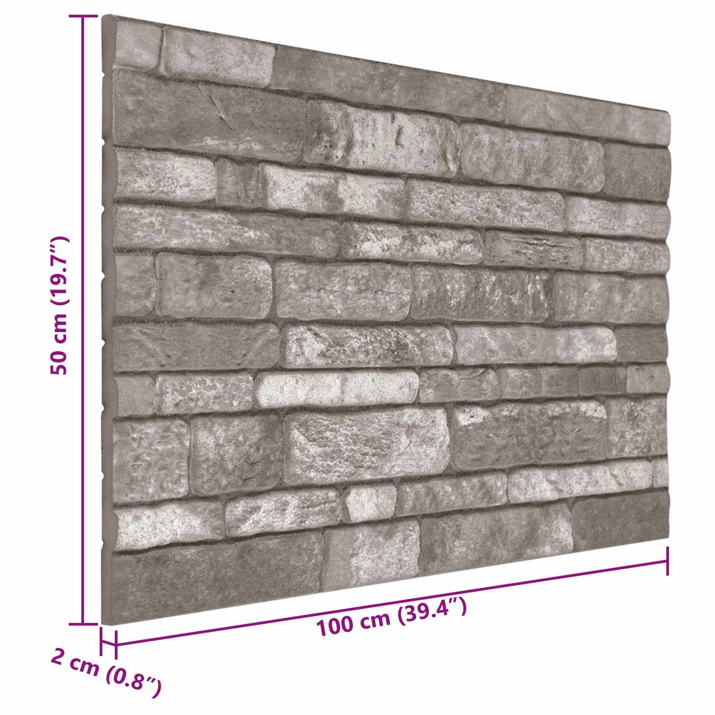 Fali panelek 10 db 100 x 50 cm Sötétszürke EPS Hab
