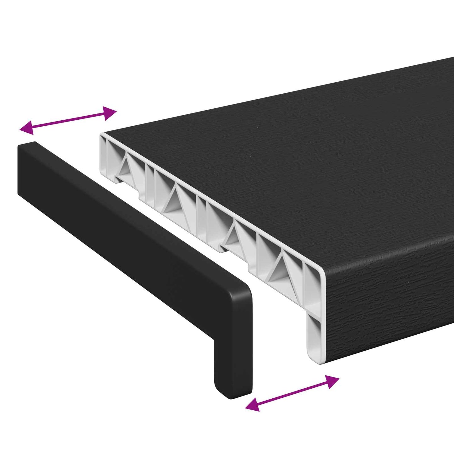 Ablakpárkány Fekete fa erezetű 80 x 20 x 4,5 cm PVC