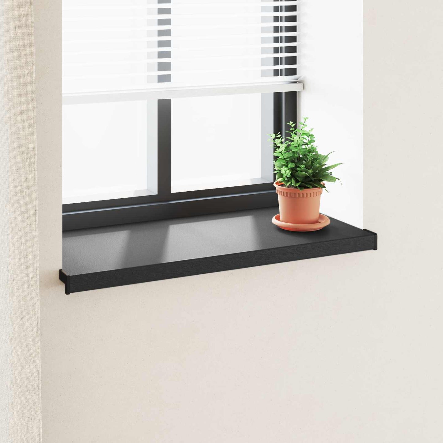 Ablakpárkány Fekete fa erezetű 80 x 40 x 4,5 cm PVC