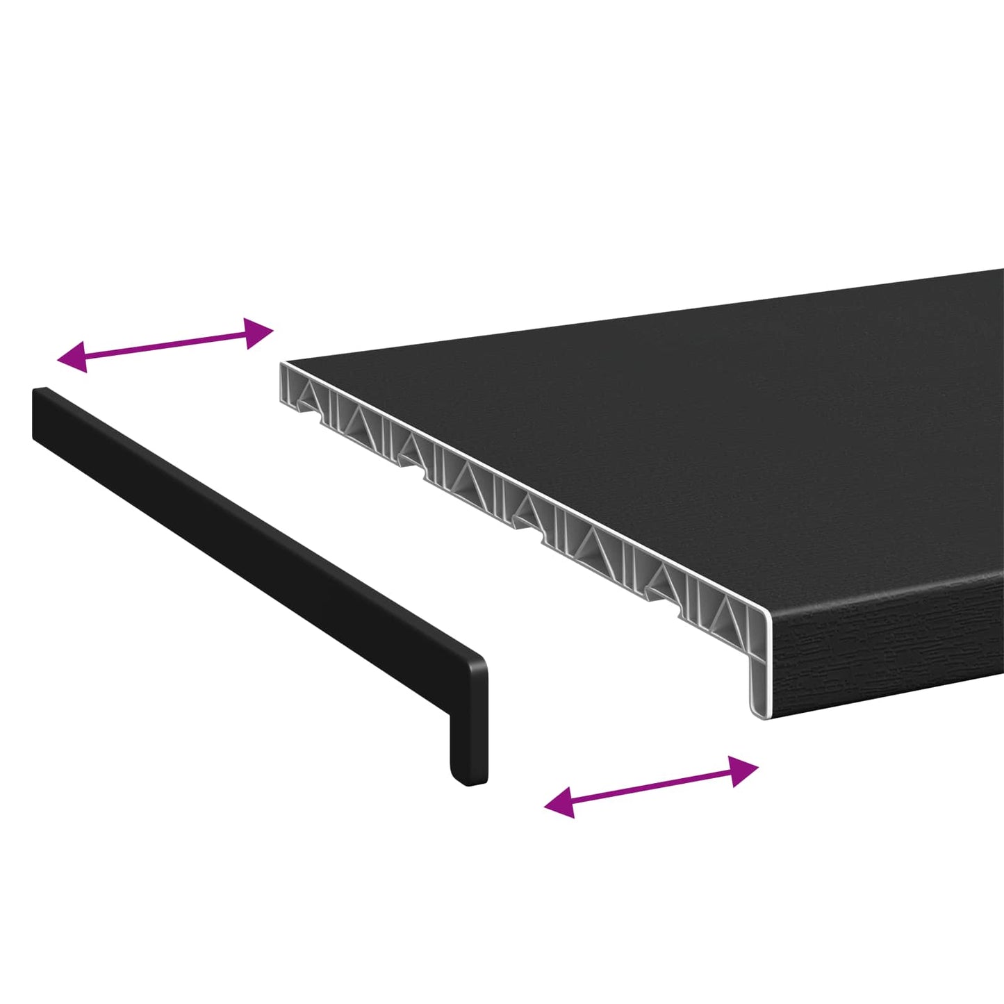 Ablakpárkány Fekete fa erezetű 60 x 45 x 4,5 cm PVC