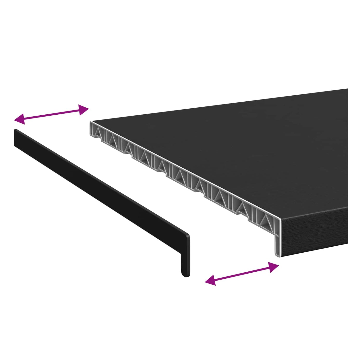 Ablakpárkány Fekete fa erezetű 60 x 50 x 4,5 cm PVC